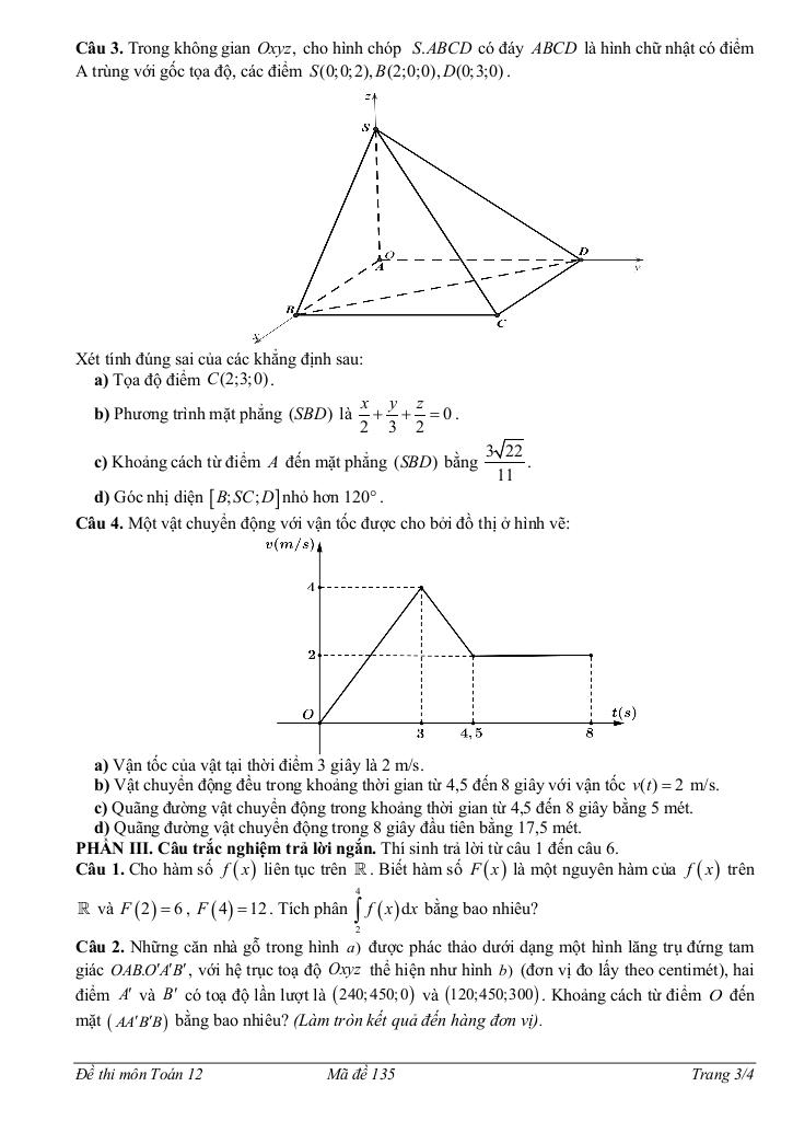 đề giữa học kì 2 toán 12 năm 2024 – 2025 trường thpt minh hà – hà nội 6