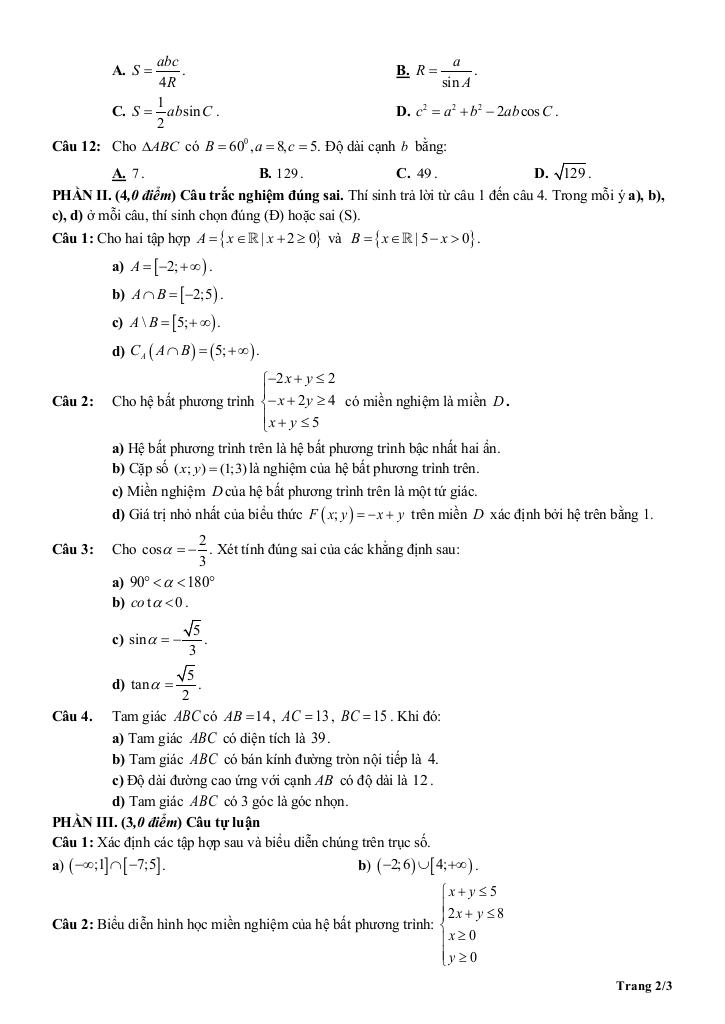 đề giữa học kỳ 1 toán 10 năm 2025 – 2026 trường đông thái – an giang 1