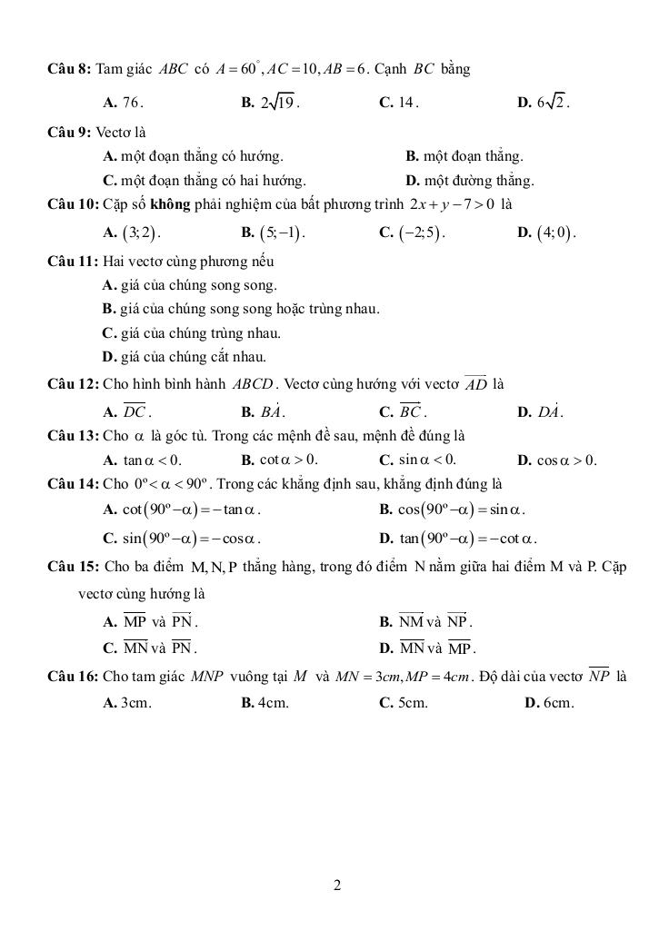 đề giữa học kỳ 1 toán 10 năm 2025 – 2026 trường thpt edison – thái nguyên 1