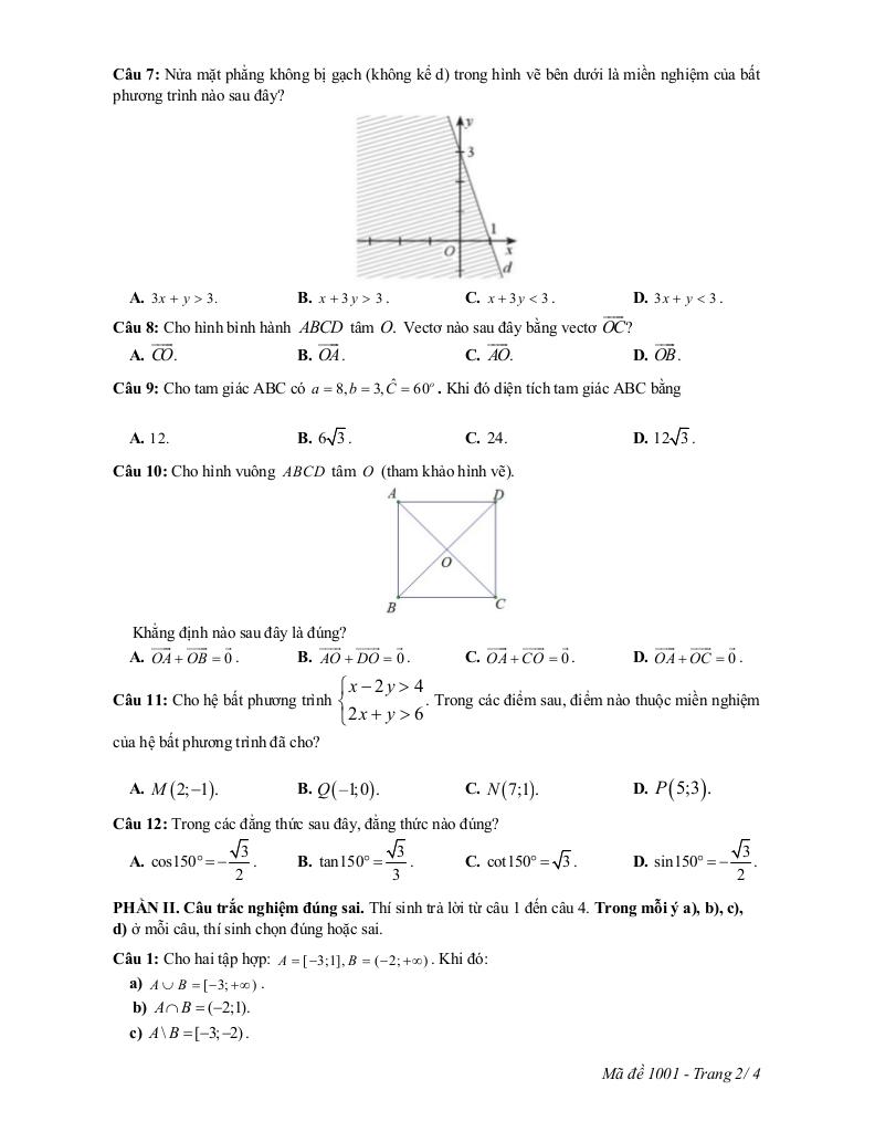 đề giữa học kỳ 1 toán 10 năm 2025 – 2026 trường thpt lê quý đôn – ninh bình 1