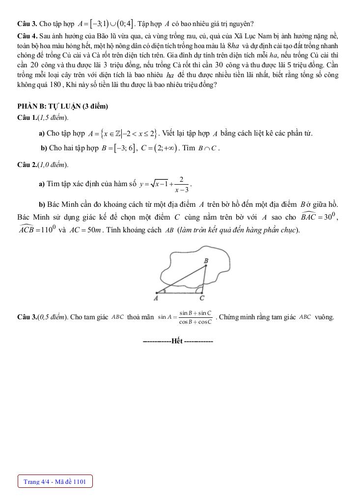đề giữa học kỳ 1 toán 10 năm 2025 – 2026 trường thpt lục nam – bắc ninh 3