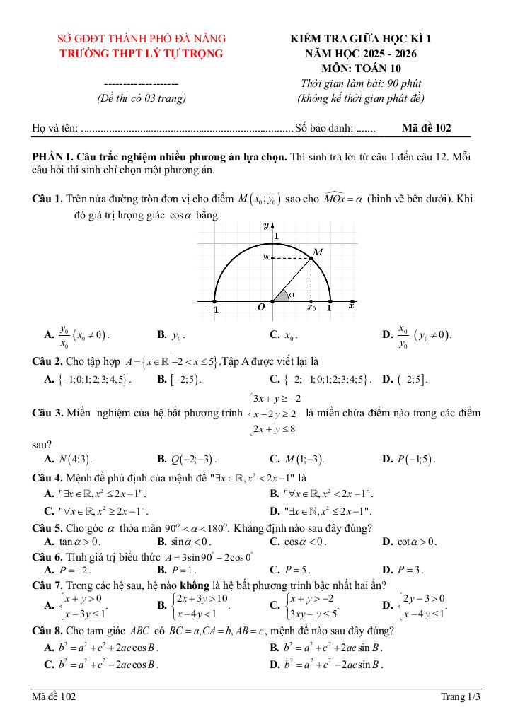 đề giữa học kỳ 1 toán 10 năm 2025 – 2026 trường thpt lý tự trọng – đà nẵng 3