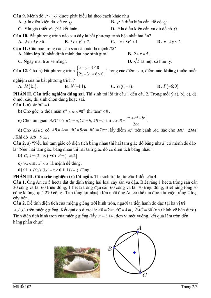 đề giữa học kỳ 1 toán 10 năm 2025 – 2026 trường thpt lý tự trọng – đà nẵng 4