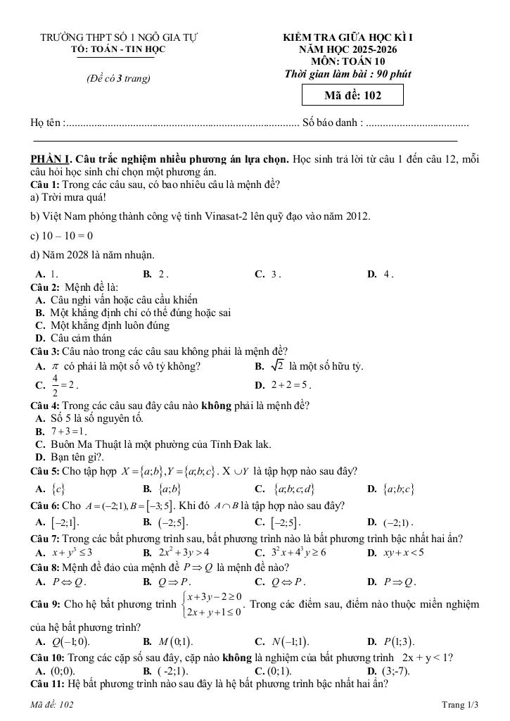 đề giữa học kỳ 1 toán 10 năm 2025 – 2026 trường thpt ngô gia tự 1 – đắk lắk 3
