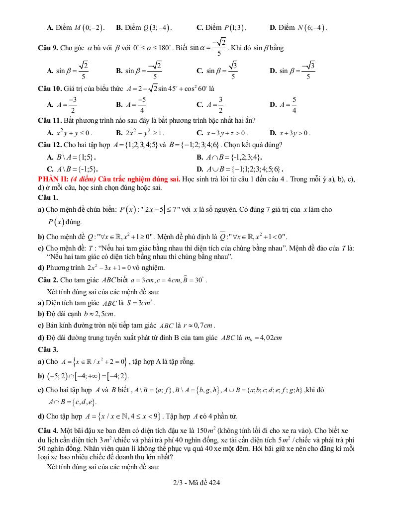 đề giữa học kỳ 1 toán 10 năm 2025 – 2026 trường thpt nguyễn công trứ – đắk lắk 4