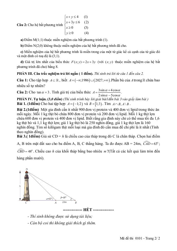 đề giữa học kỳ 1 toán 10 năm 2025 – 2026 trường thpt phan bội châu – đà nẵng 1
