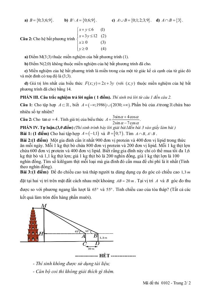 đề giữa học kỳ 1 toán 10 năm 2025 – 2026 trường thpt phan bội châu – đà nẵng 3