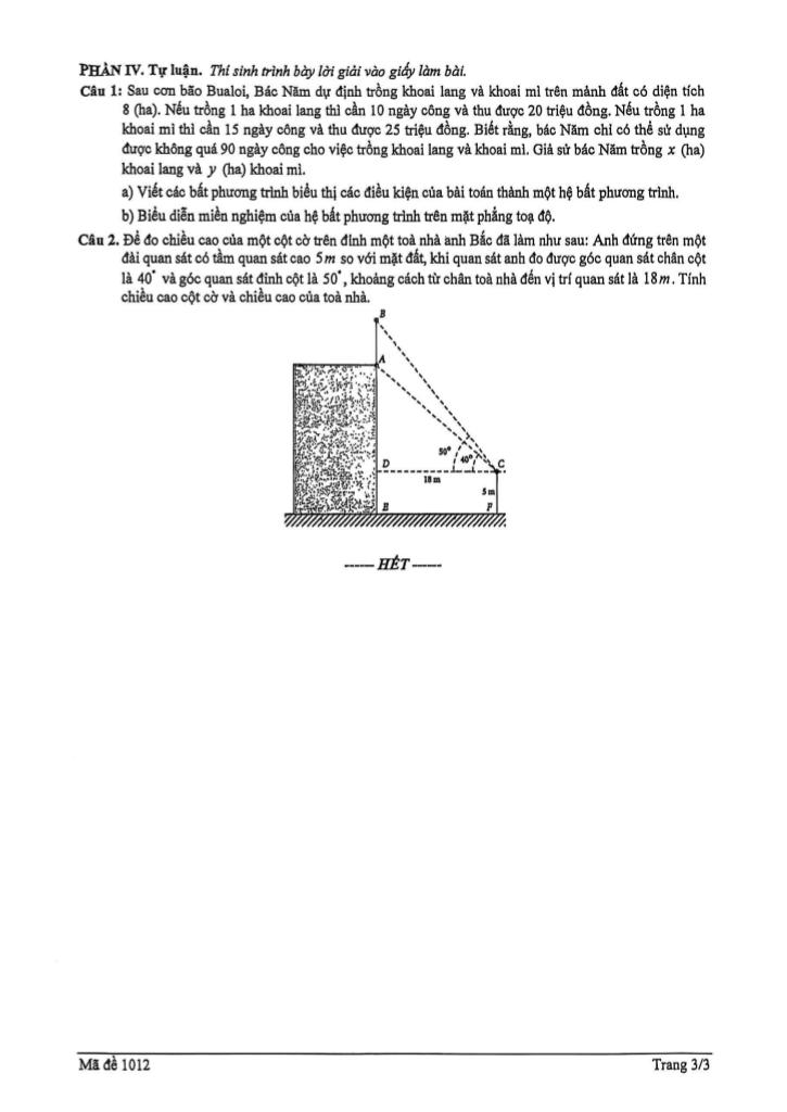 đề giữa học kỳ 1 toán 10 năm 2025 – 2026 trường thpt quang trung – hà nội 2