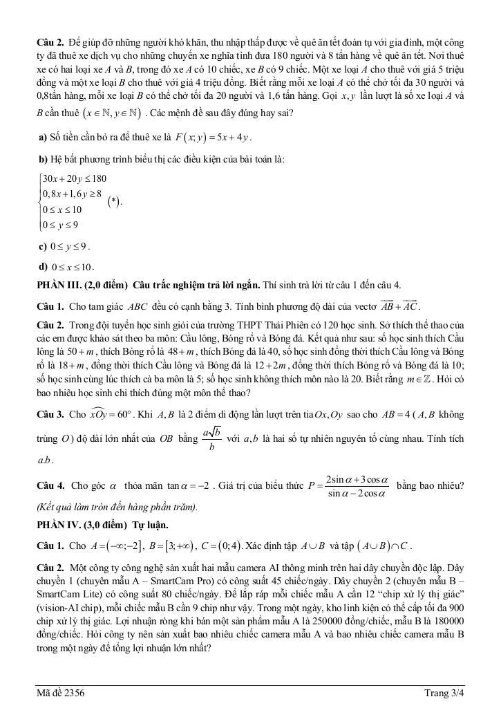 đề giữa học kỳ 1 toán 10 năm 2025 – 2026 trường thpt thái phiên – hải phòng 6