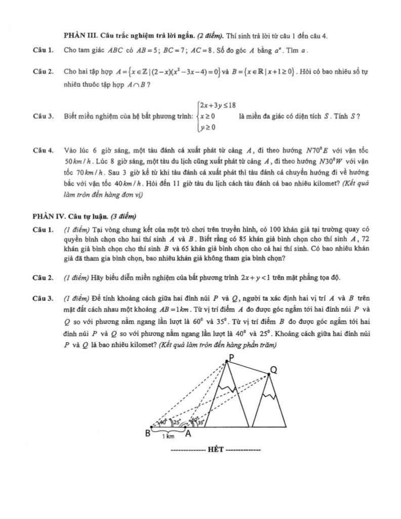 đề giữa học kỳ 1 toán 10 năm 2025 – 2026 trường thpt việt đức – hà nội 2