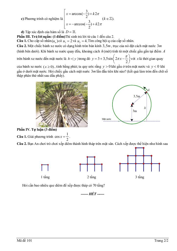 đề giữa học kỳ 1 toán 11 năm 2025 – 2026 trường thpt điền hải – cà mau 1