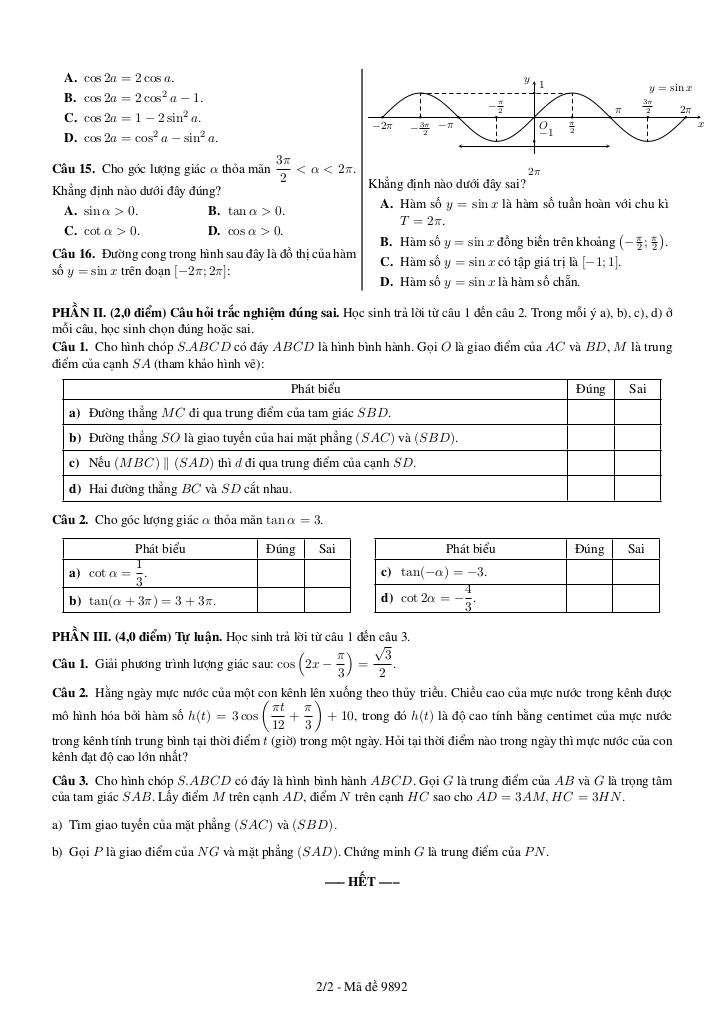 đề giữa học kỳ 1 toán 11 năm 2025 – 2026 trường thpt hồ thị bi – tp hcm 1