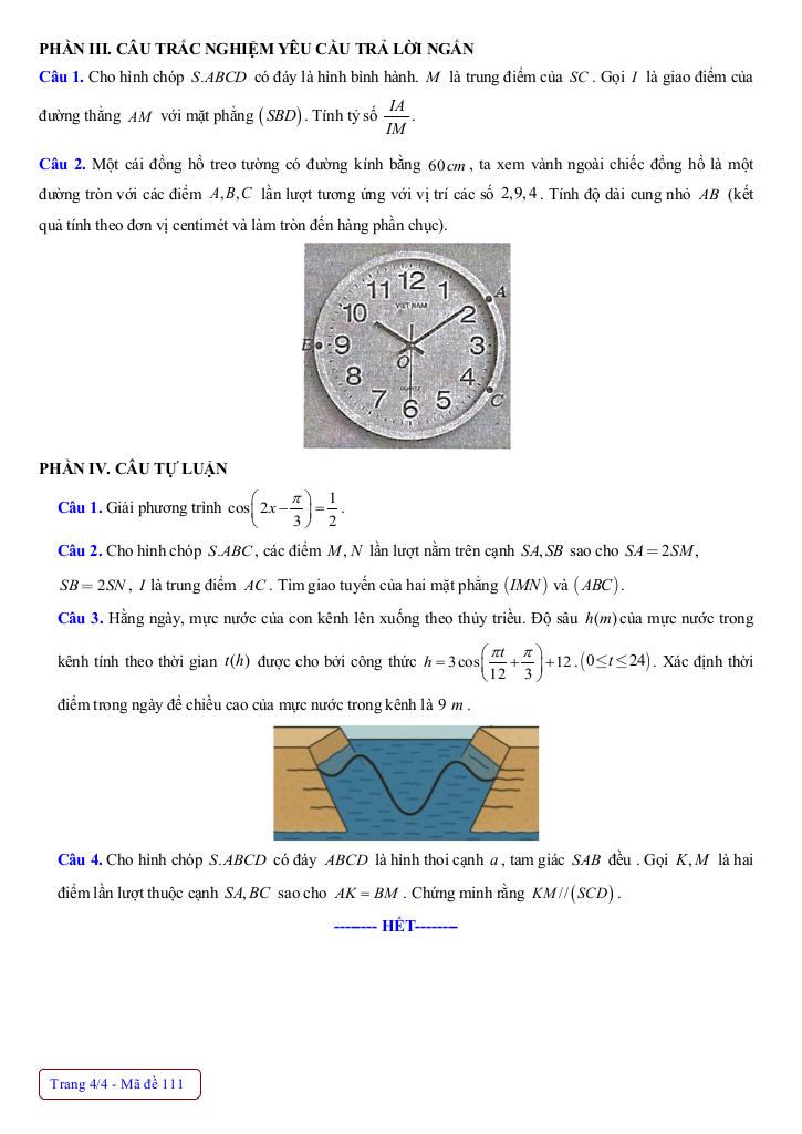 đề giữa học kỳ 1 toán 11 năm 2025 – 2026 trường thpt huỳnh thúc kháng – nghệ an 3