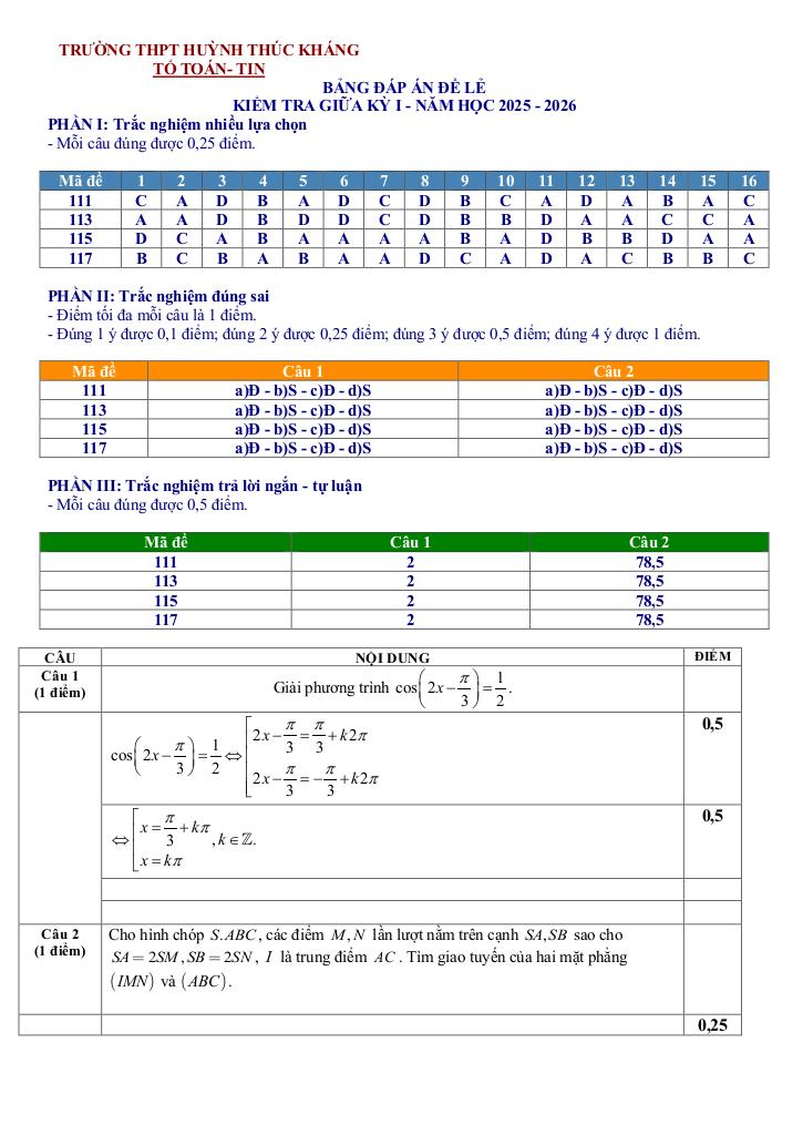 đề giữa học kỳ 1 toán 11 năm 2025 – 2026 trường thpt huỳnh thúc kháng – nghệ an 8