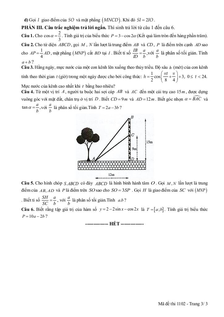 đề giữa học kỳ 1 toán 11 năm 2025 – 2026 trường thpt lê quý đôn – ninh bình 2