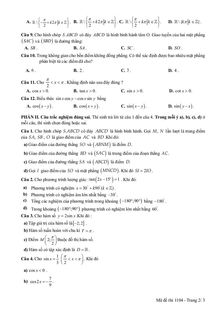 đề giữa học kỳ 1 toán 11 năm 2025 – 2026 trường thpt lê quý đôn – ninh bình 4