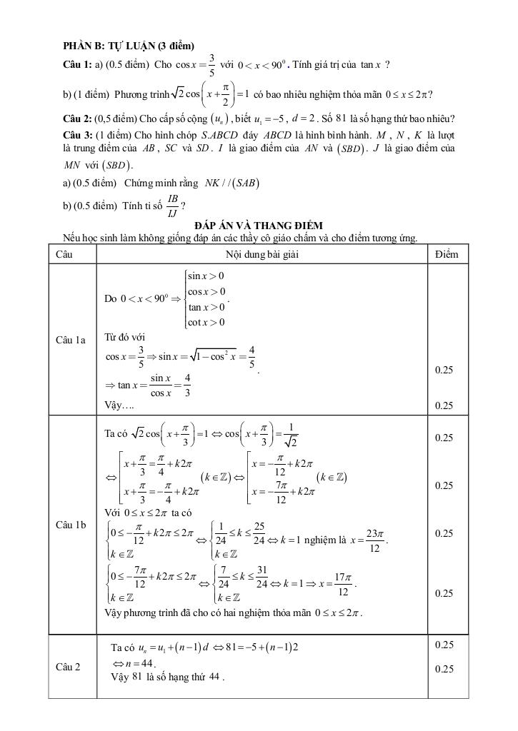 đề giữa học kỳ 1 toán 11 năm 2025 – 2026 trường thpt lục nam – bắc ninh 5