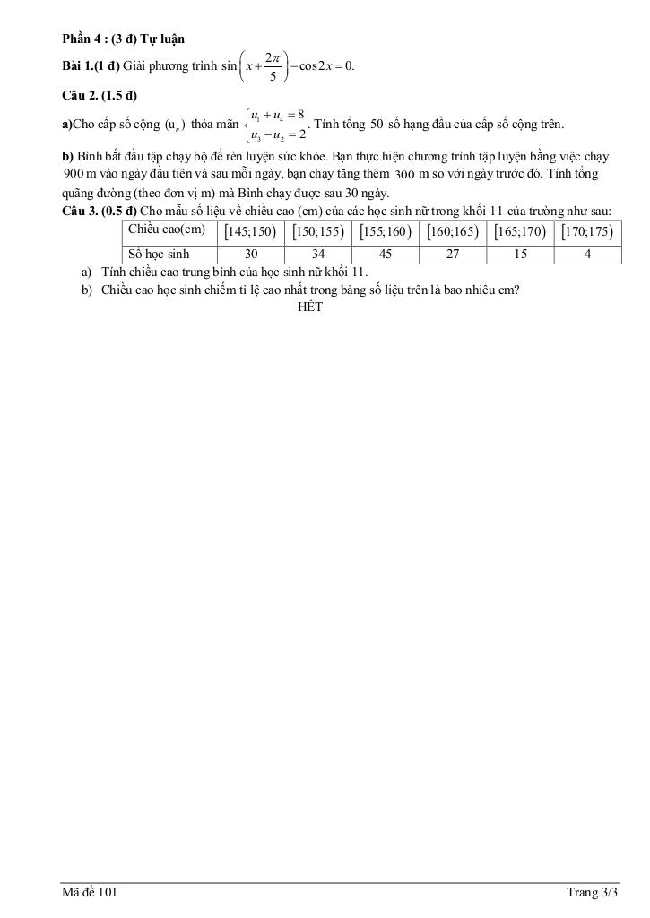 đề giữa học kỳ 1 toán 11 năm 2025 – 2026 trường thpt lý tự trọng – đà nẵng 2