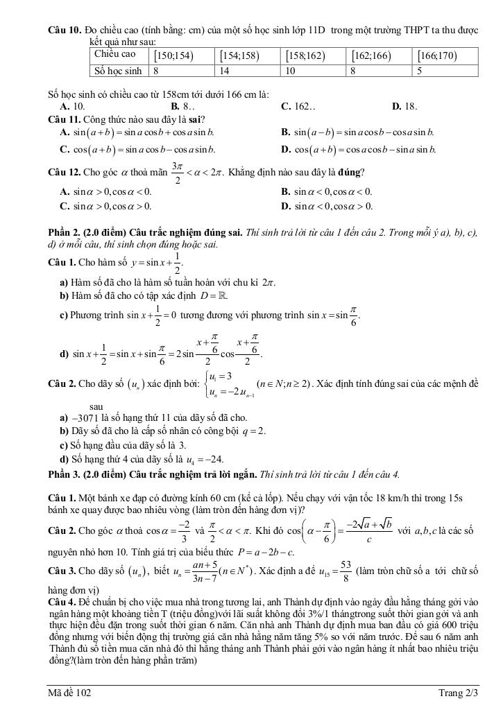 đề giữa học kỳ 1 toán 11 năm 2025 – 2026 trường thpt lý tự trọng – đà nẵng 4