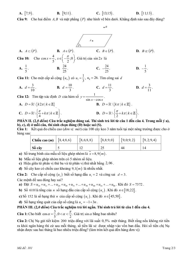 đề giữa học kỳ 1 toán 11 năm 2025 – 2026 trường thpt nam lương sơn – phú thọ 1