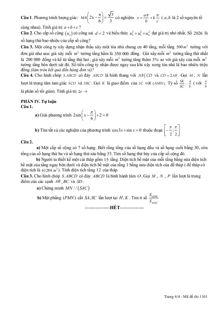đề giữa học kỳ 1 toán 11 năm 2025 – 2026 trường thpt xuân trường – ninh bình 3