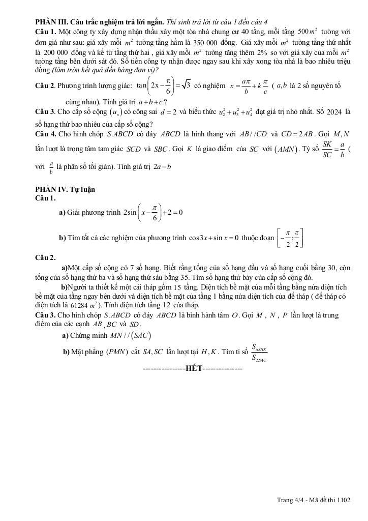 đề giữa học kỳ 1 toán 11 năm 2025 – 2026 trường thpt xuân trường – ninh bình 7