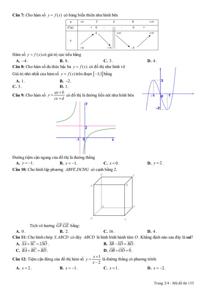 đề giữa học kỳ 1 toán 12 năm 2025 – 2026 trường thpt a hải hậu – ninh bình 1