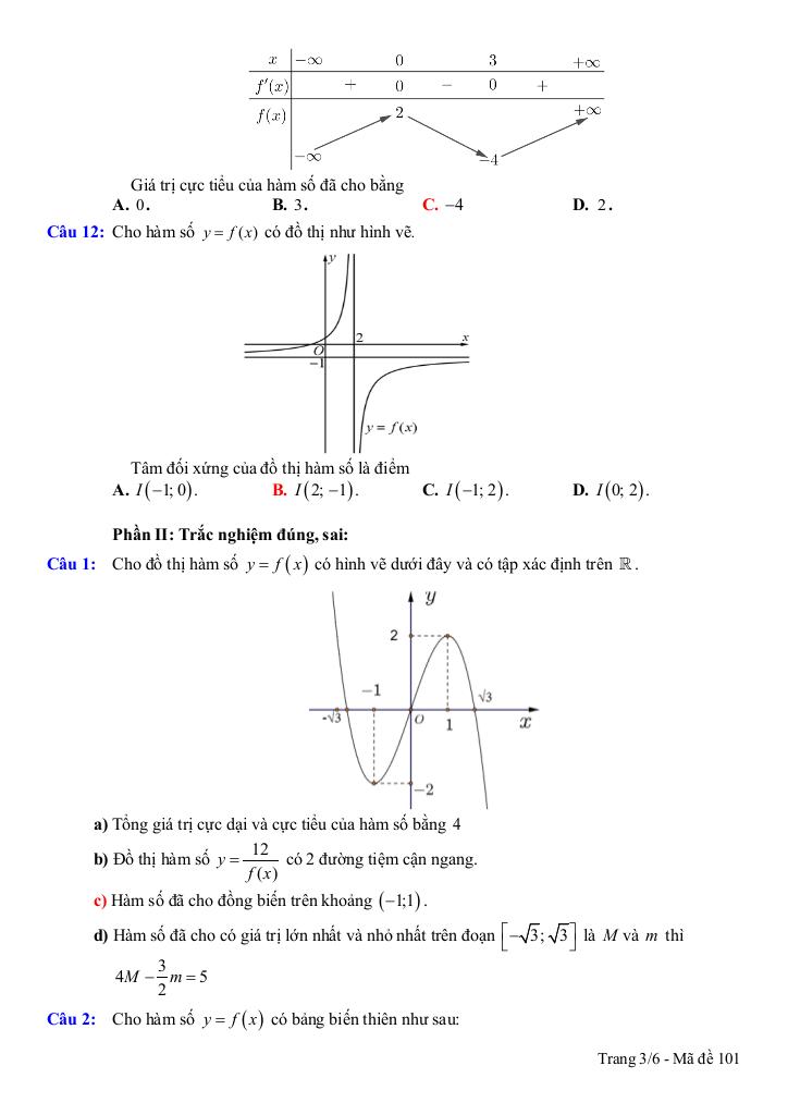 đề giữa học kỳ 1 toán 12 năm 2025 – 2026 trường thpt điền hải – cà mau 2