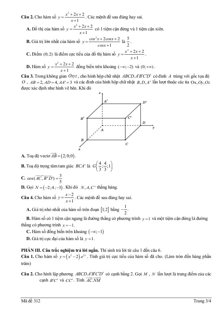 đề giữa học kỳ 1 toán 12 năm 2025 – 2026 trường thpt huỳnh thúc kháng – nghệ an 6