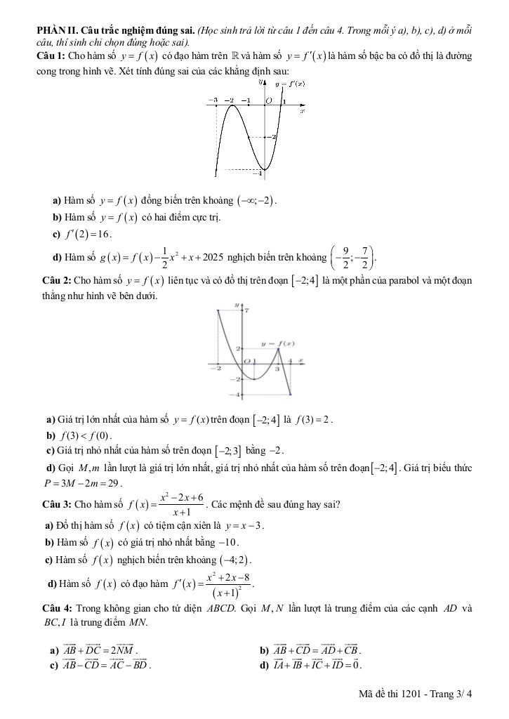 đề giữa học kỳ 1 toán 12 năm 2025 – 2026 trường thpt lê quý đôn – ninh bình 2