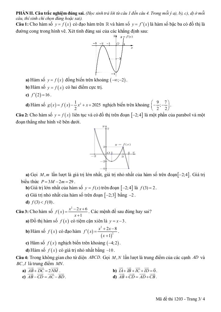 đề giữa học kỳ 1 toán 12 năm 2025 – 2026 trường thpt lê quý đôn – ninh bình 6