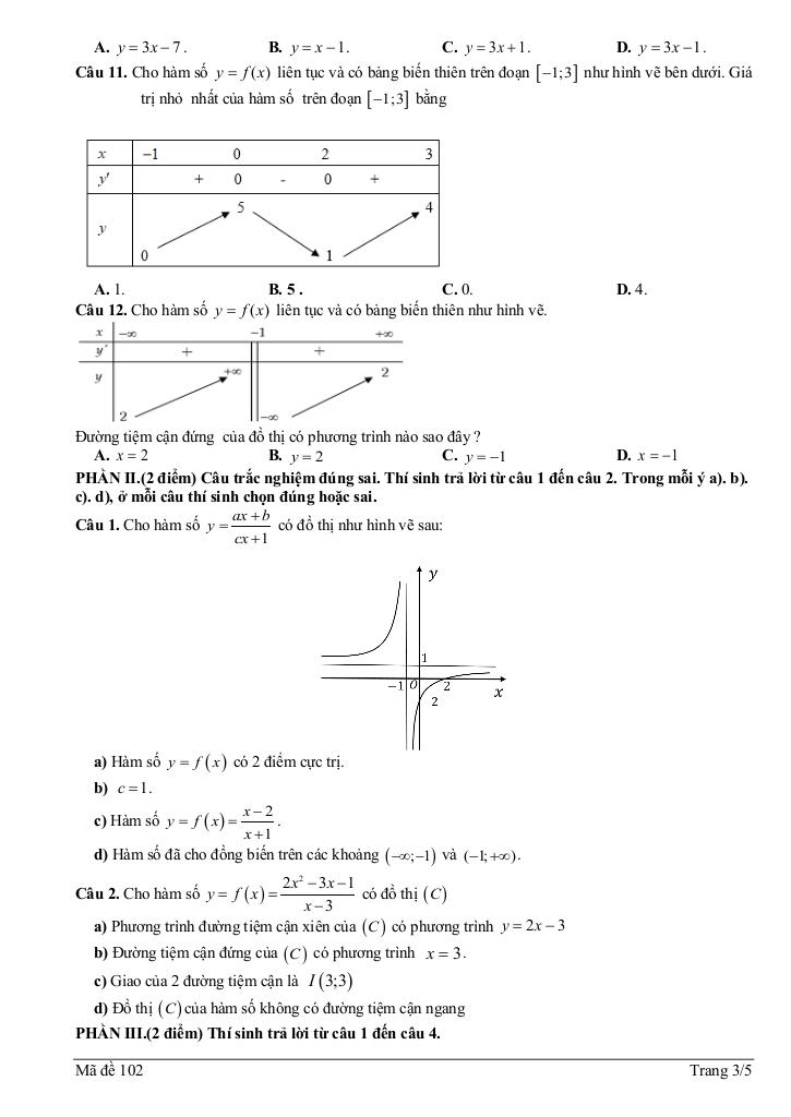 đề giữa học kỳ 1 toán 12 năm 2025 – 2026 trường thpt lý tự trọng – đà nẵng 7