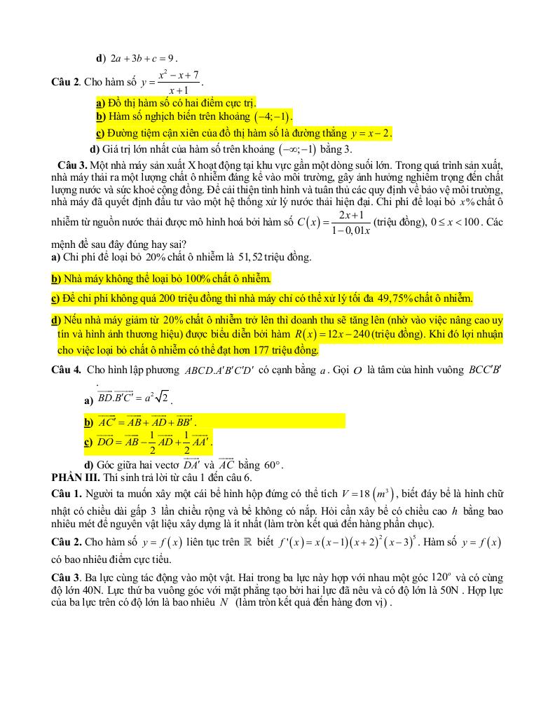đề giữa học kỳ 1 toán 12 năm 2025 – 2026 trường thpt mai sơn – sơn la 3