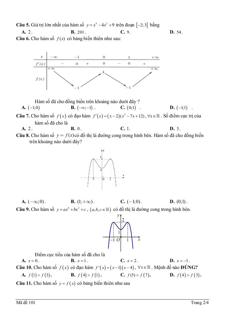 đề giữa học kỳ 1 toán 12 năm 2025 – 2026 trường thpt phan ngọc hiển – cà mau 1
