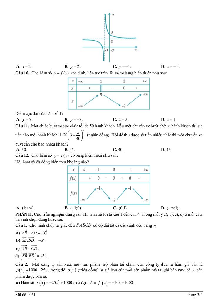 đề giữa học kỳ 1 toán 12 năm 2025 – 2026 trường thpt tân yên 1 – bắc ninh 2