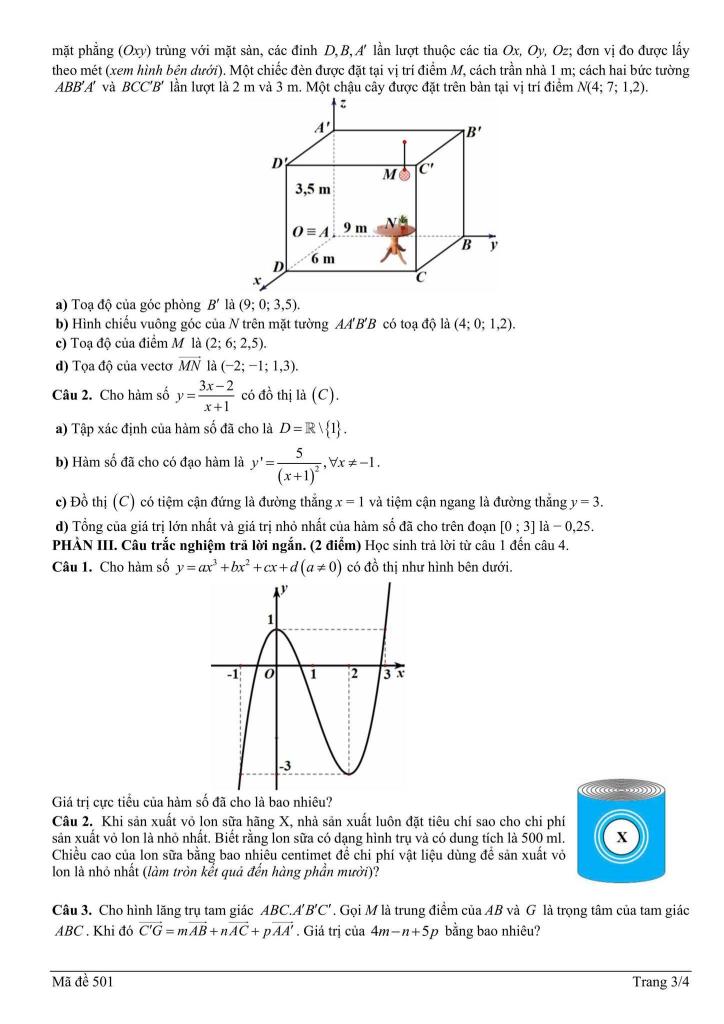 đề giữa học kỳ 1 toán 12 năm 2025 – 2026 trường thpt trương định – hà nội 2