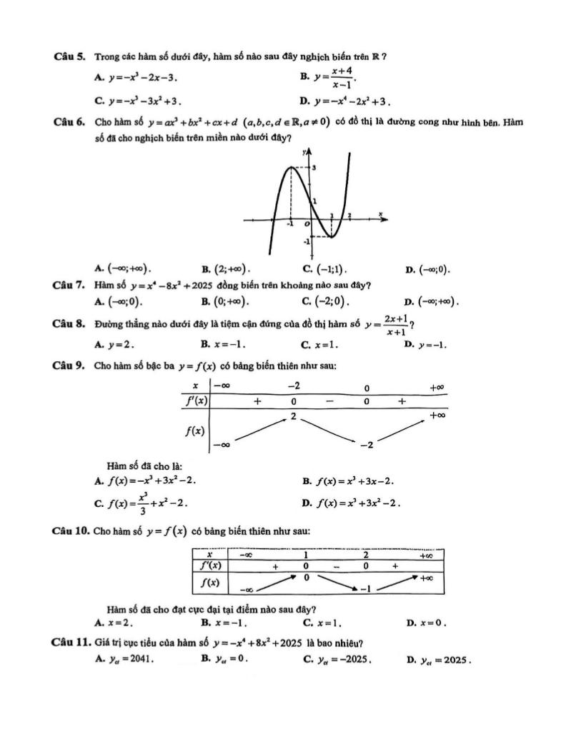 đề giữa học kỳ 1 toán 12 năm 2025 – 2026 trường thpt việt đức – hà nội 1