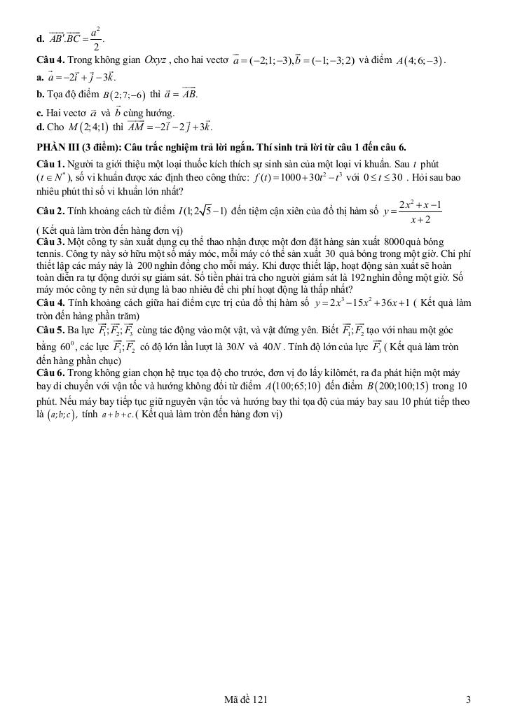 đề giữa học kỳ 1 toán 12 năm 2025 – 2026 trường thpt yên mô b – ninh bình 2