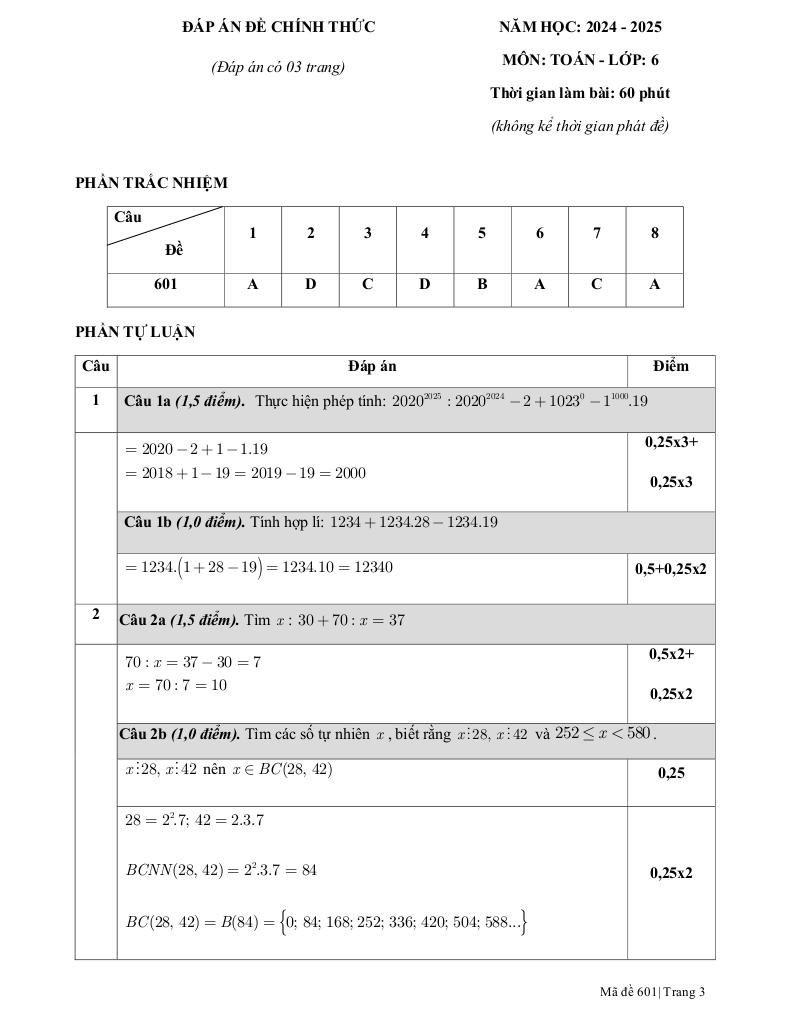 đề giữa học kỳ 1 toán 6 năm 2024 – 2025 trường thực hành sài gòn – tp hcm 2