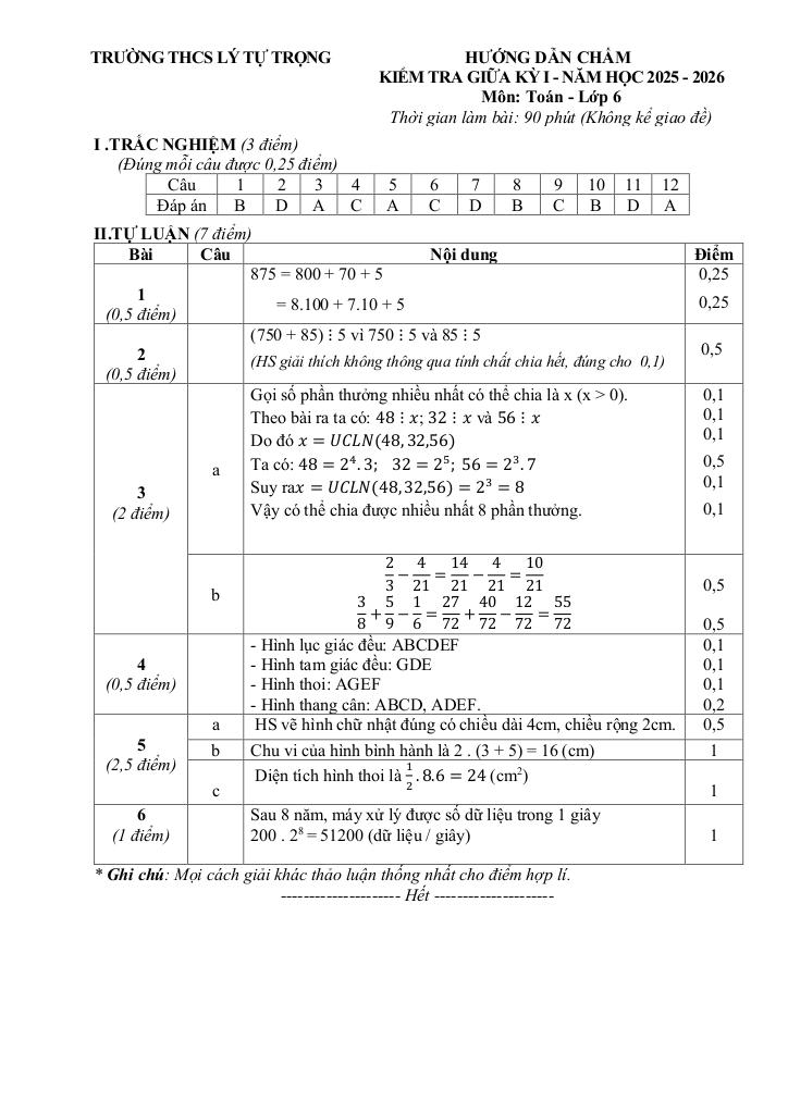 đề giữa học kỳ 1 toán 6 năm 2025 – 2026 trường thcs lý tự trọng – đà nẵng 7