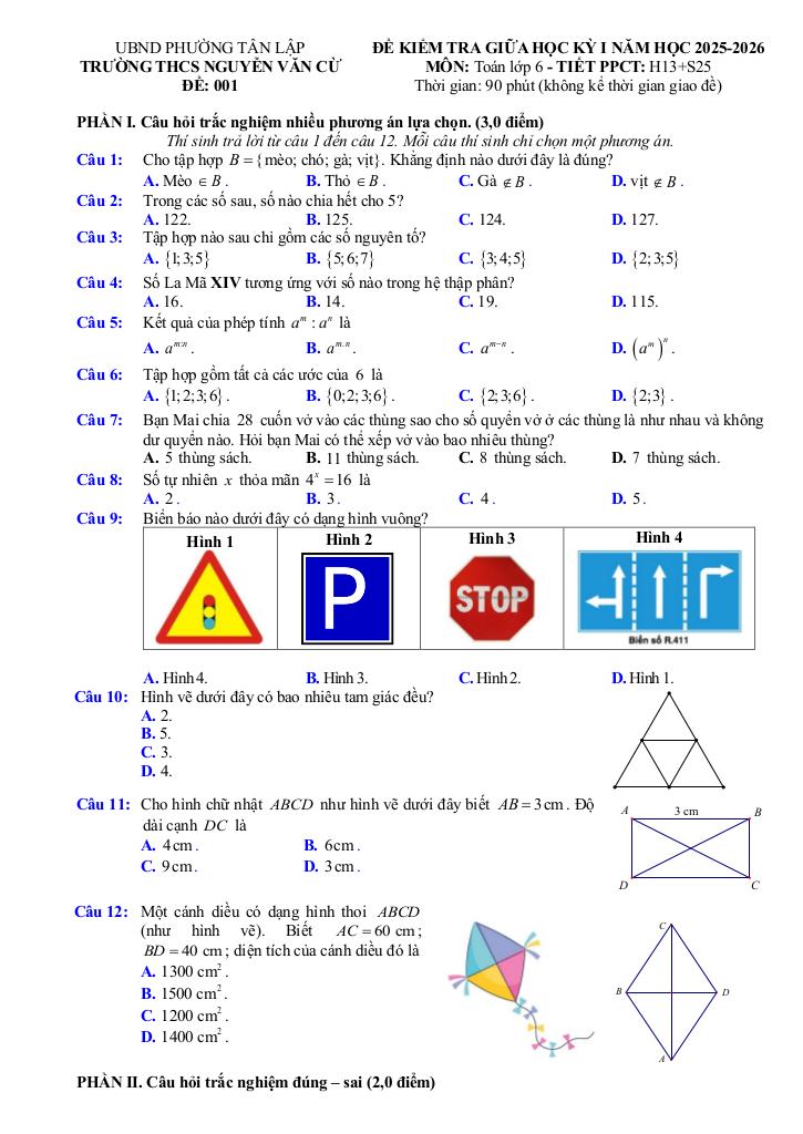 đề giữa học kỳ 1 toán 6 năm 2025 – 2026 trường thcs nguyễn văn cừ – đắk lắk 4