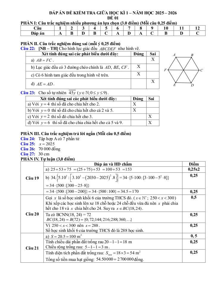 đề giữa học kỳ 1 toán 6 năm 2025 – 2026 trường thcs nguyễn văn cừ – đắk lắk 6