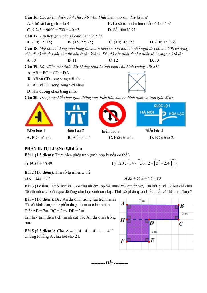 đề giữa học kỳ 1 toán 6 năm 2025 – 2026 trường thcs phú lâm – bắc ninh 1