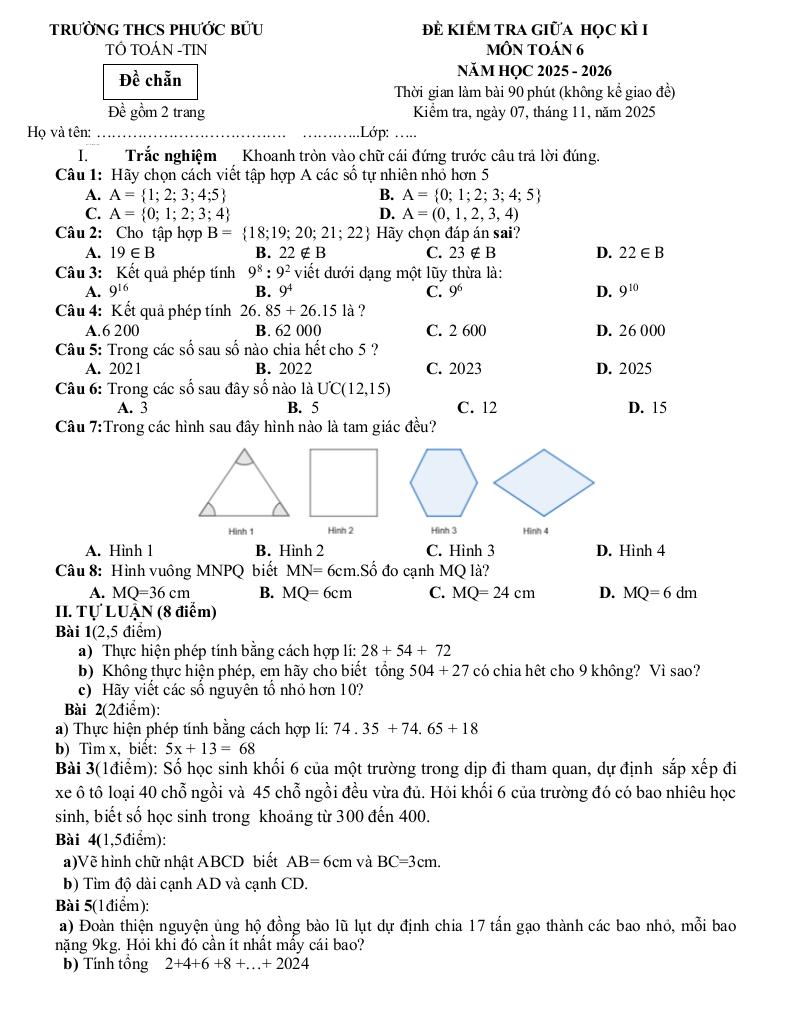 đề giữa học kỳ 1 toán 6 năm 2025 – 2026 trường thcs phước bửu – tp hcm 0