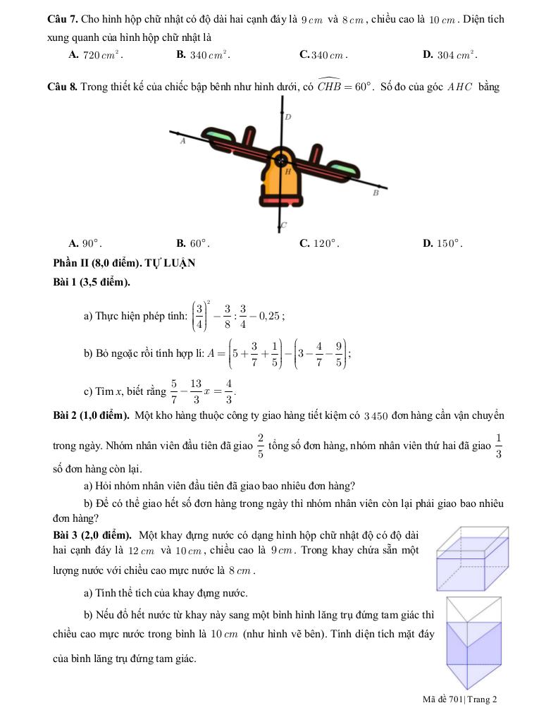 đề giữa học kỳ 1 toán 7 năm 2024 – 2025 trường thực hành sài gòn – tp hcm 1