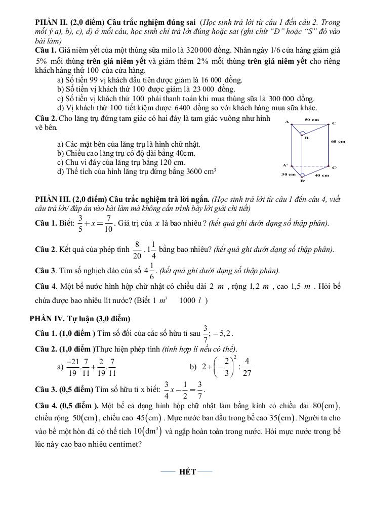 đề giữa học kỳ 1 toán 7 năm 2025 – 2026 trường th&thcs suối tiên – khánh hòa 1