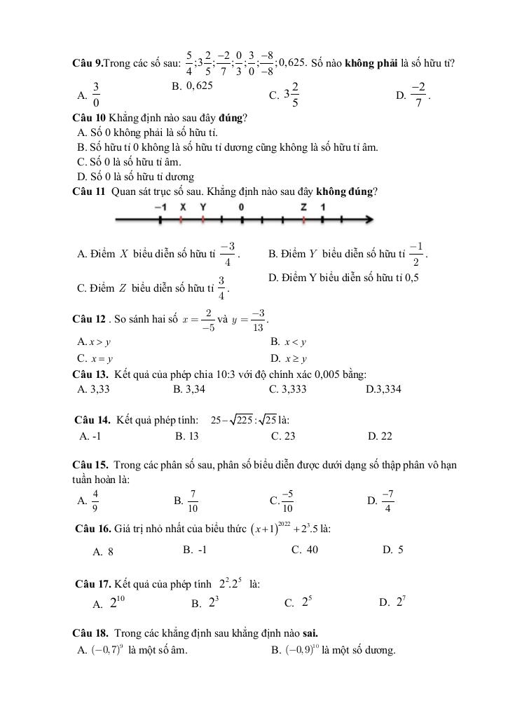 đề giữa học kỳ 1 toán 7 năm 2025 – 2026 trường th&thcs vạn an – bắc ninh 1