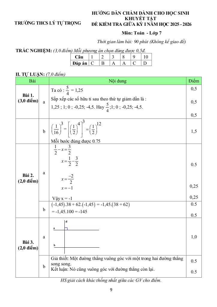 đề giữa học kỳ 1 toán 7 năm 2025 – 2026 trường thcs lý tự trọng – đà nẵng 8