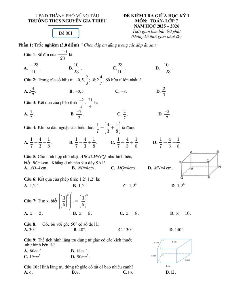 đề giữa học kỳ 1 toán 7 năm 2025 – 2026 trường thcs nguyễn gia thiều – tp hcm 0