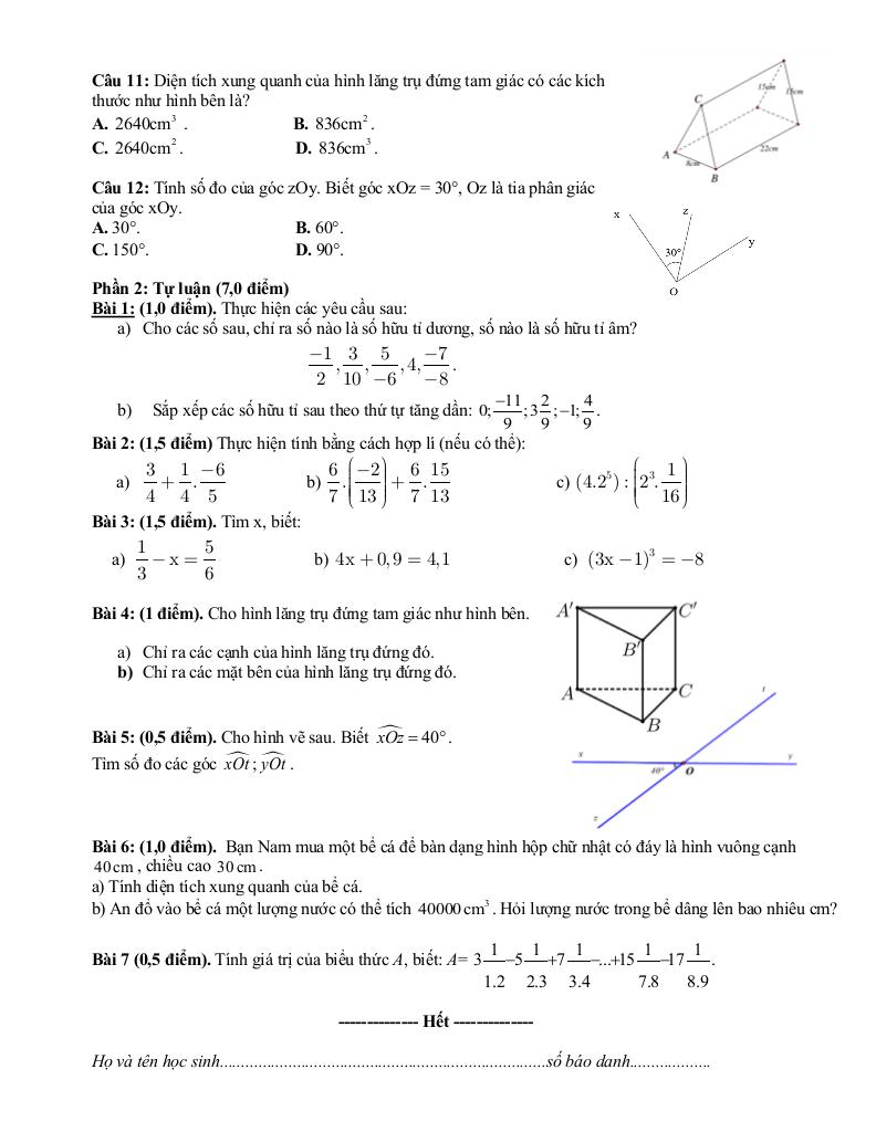 đề giữa học kỳ 1 toán 7 năm 2025 – 2026 trường thcs nguyễn gia thiều – tp hcm 1